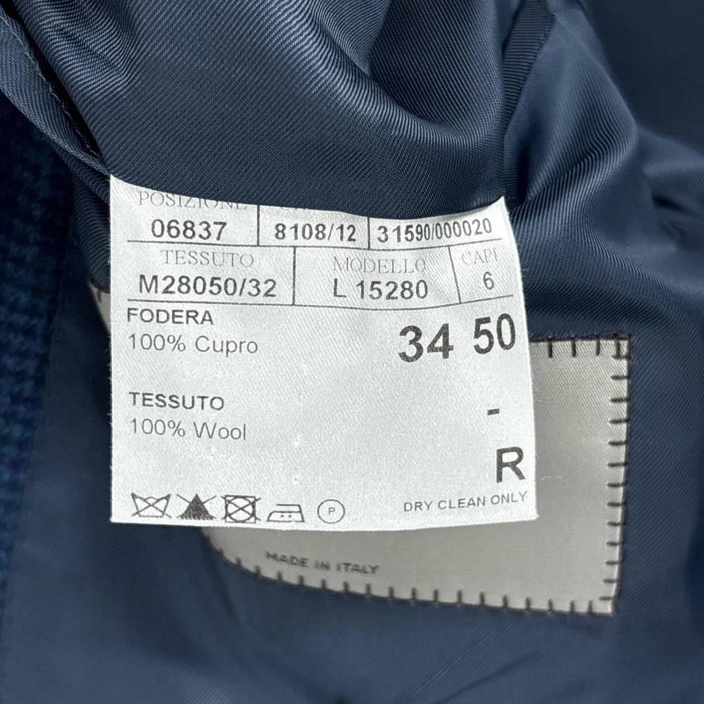 Canali Sport Coat Mens 40R Blue Houndstooth Wool Saks Fifth Avenue Italy Blazer